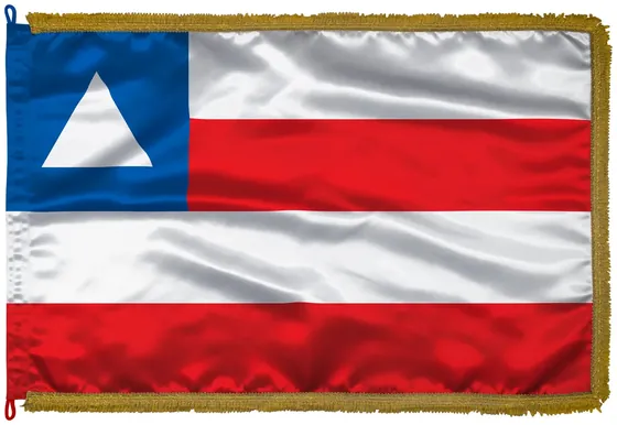 Bandeira da Bahia em cetim com franja dourada