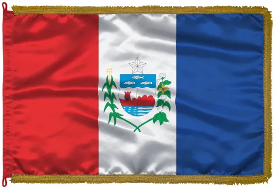 Bandeira de Alagoas em cetim com franja dourada