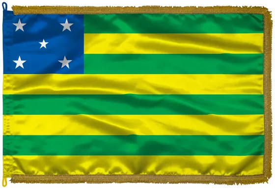 Bandeira de Goiás em cetim com franja dourada