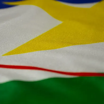 Detalhe do acabamento da bandeira de Roraima