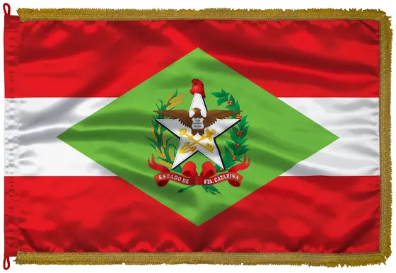 Bandeira de Santa Catarina em cetim com franja dourada
