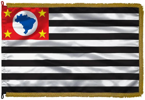 Bandeira de São Paulo em cetim com franja dourada