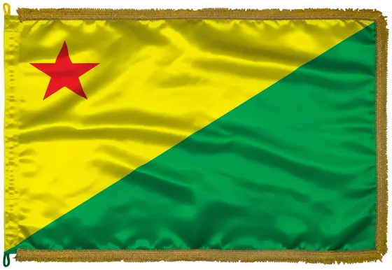 Bandeira do Acre em cetim com franja dourada
