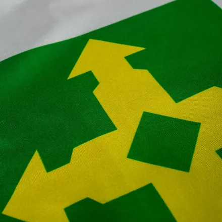 Detalhe do tecido da bandeira do Distrito Federal